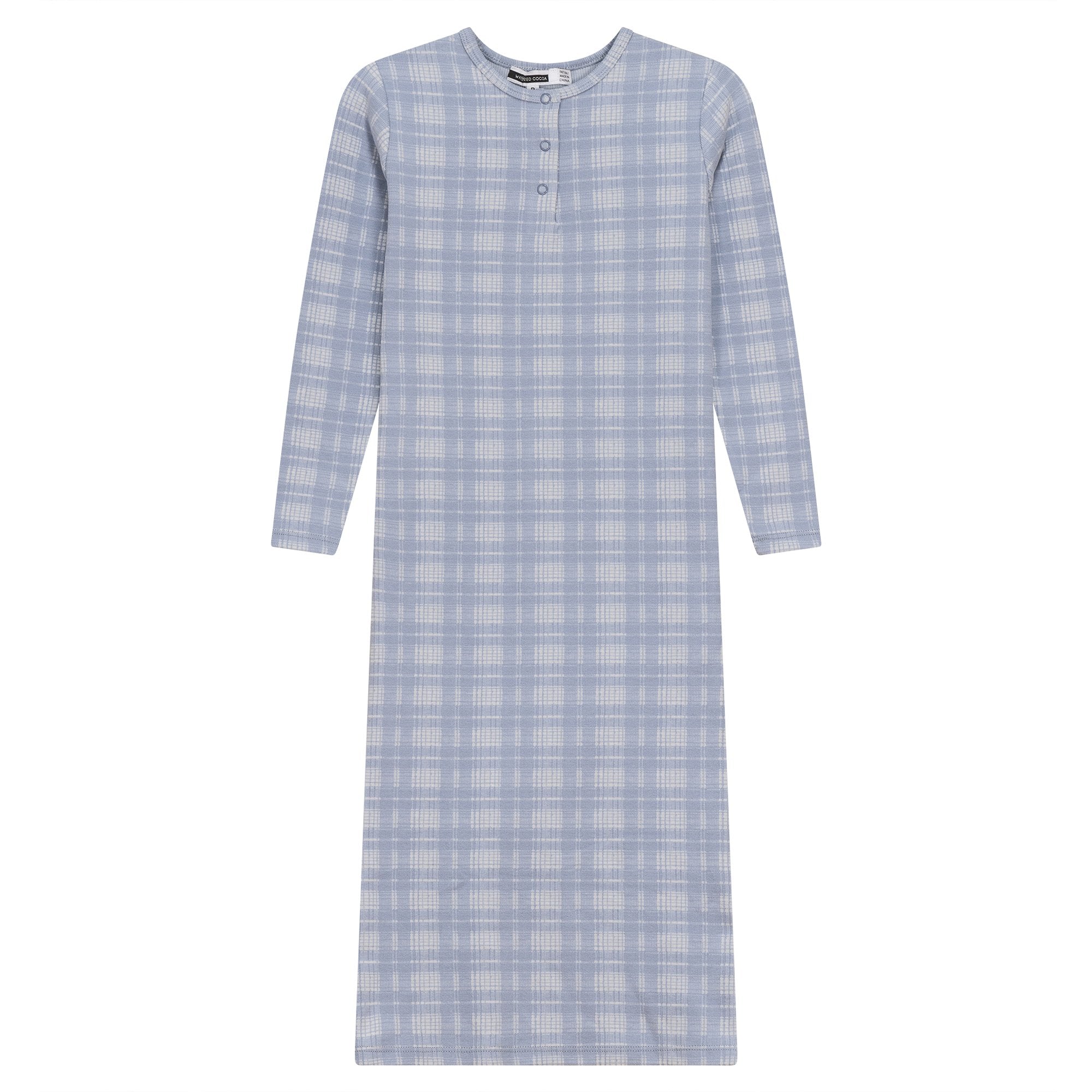 Whipped Cocoa Brushed Ribbed Plaid Nightgown - Blissful Bundlz