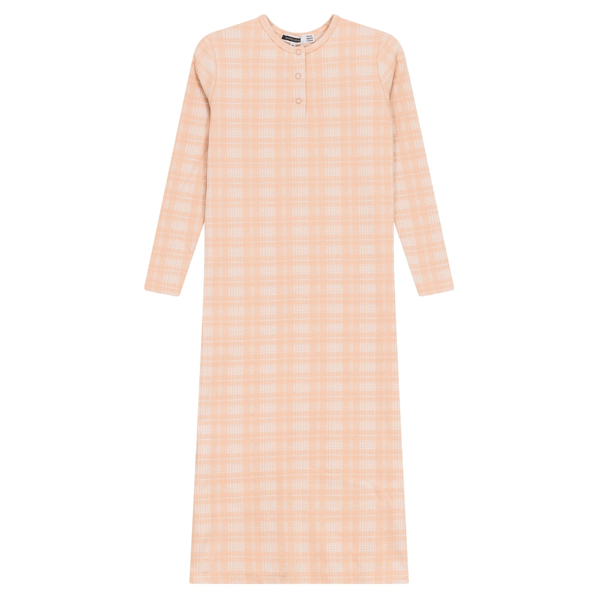 Whipped Cocoa Brushed Ribbed Plaid Nightgown - Blissful Bundlz