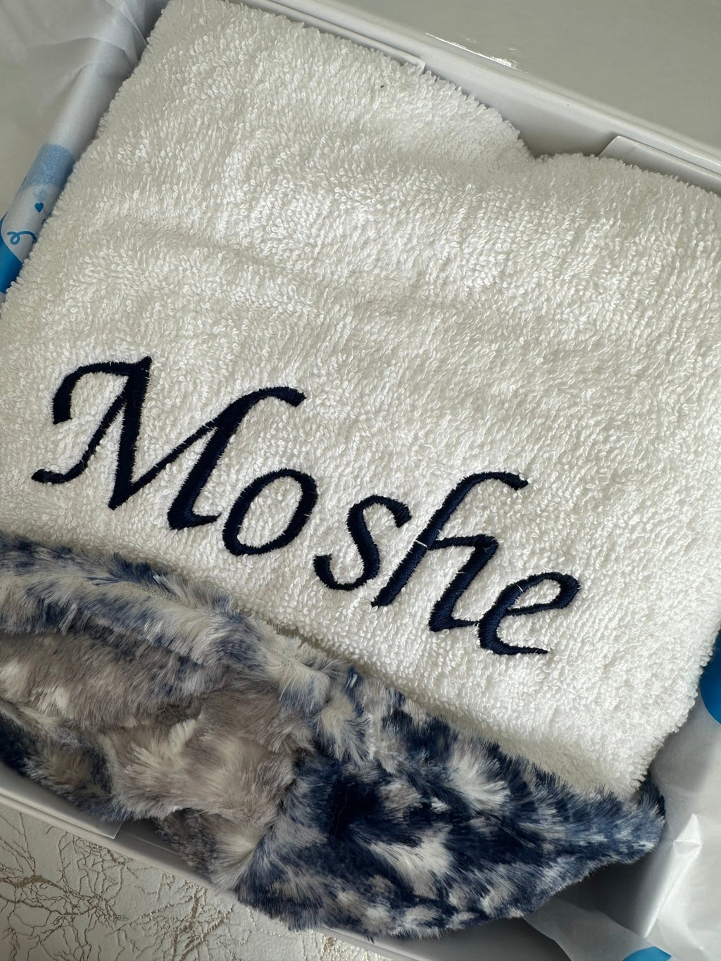 Winx + Blinx Cibirian Navy/White Fuzzy Hooded Baby Towel - Towel