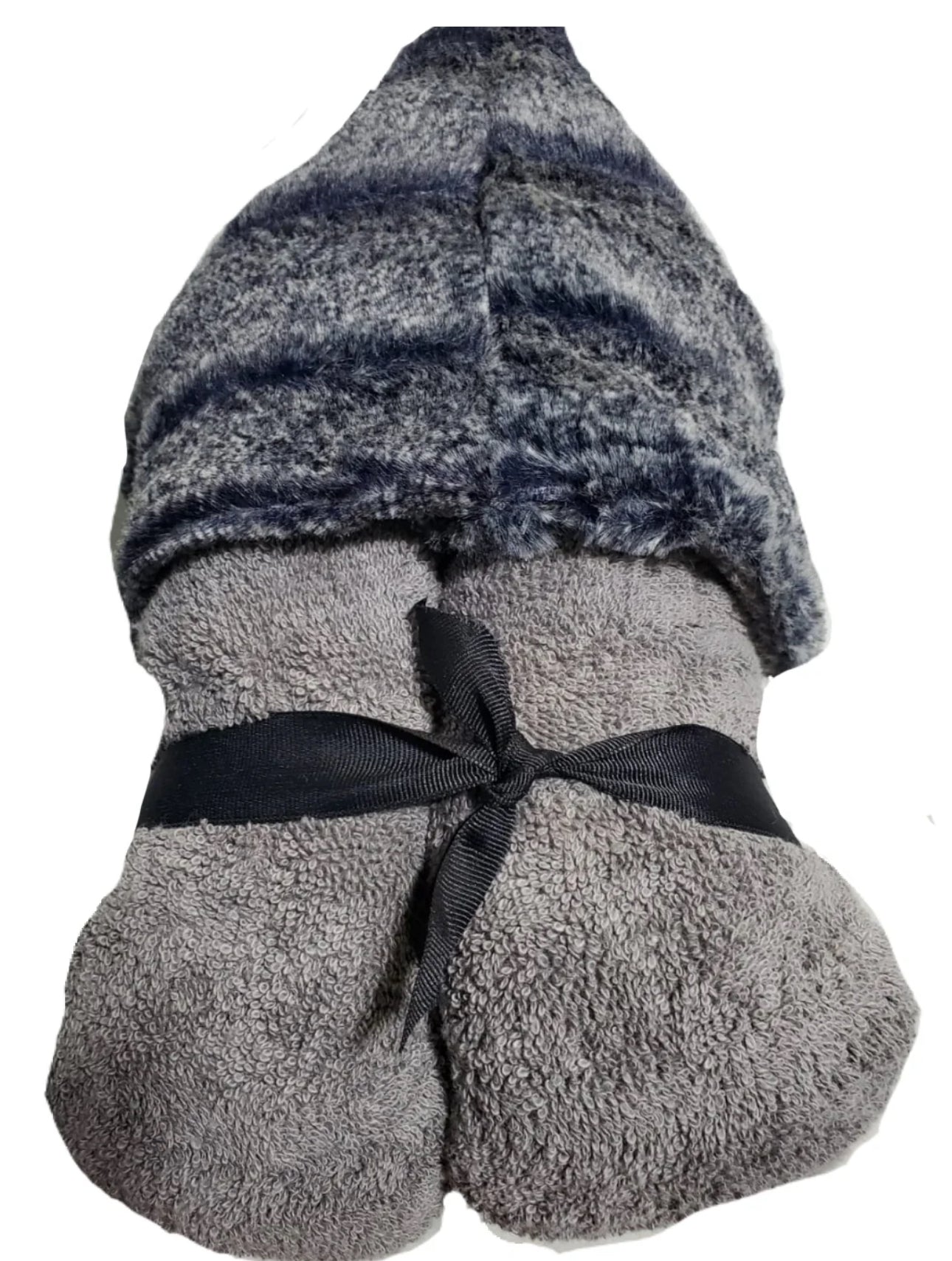 Winx + Blinx Frosted Navy/Grey Fuzzy Hooded Baby Towel - Blissful Bundlz