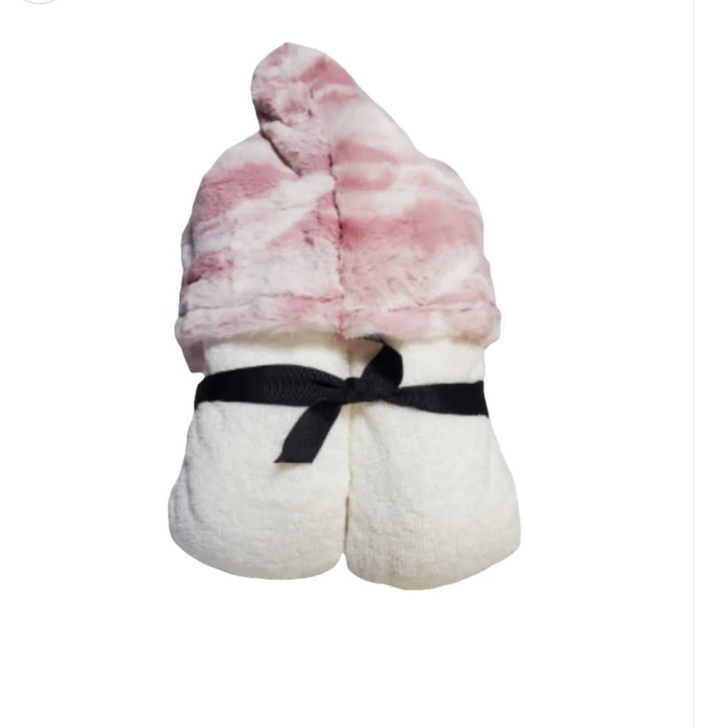 Winx + Blinx Marble Blush Fuzzy Hooded Baby Towel - Blissful Bundlz