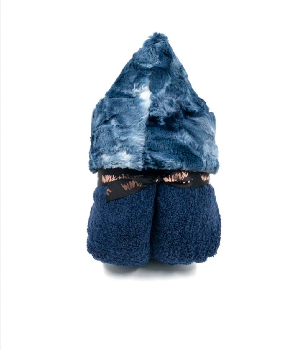 Winx + Blinx Sorbet Navy Hooded Baby Towel – plush luxury towel for bath time or baby shower gift.