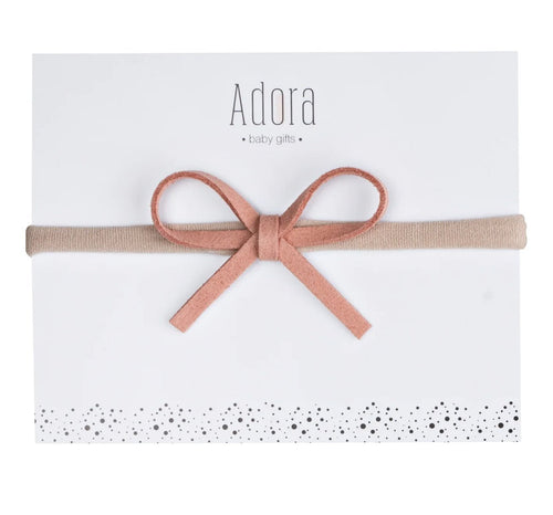 Adora Blush Suede Bow Headband - Blissful Bundlz