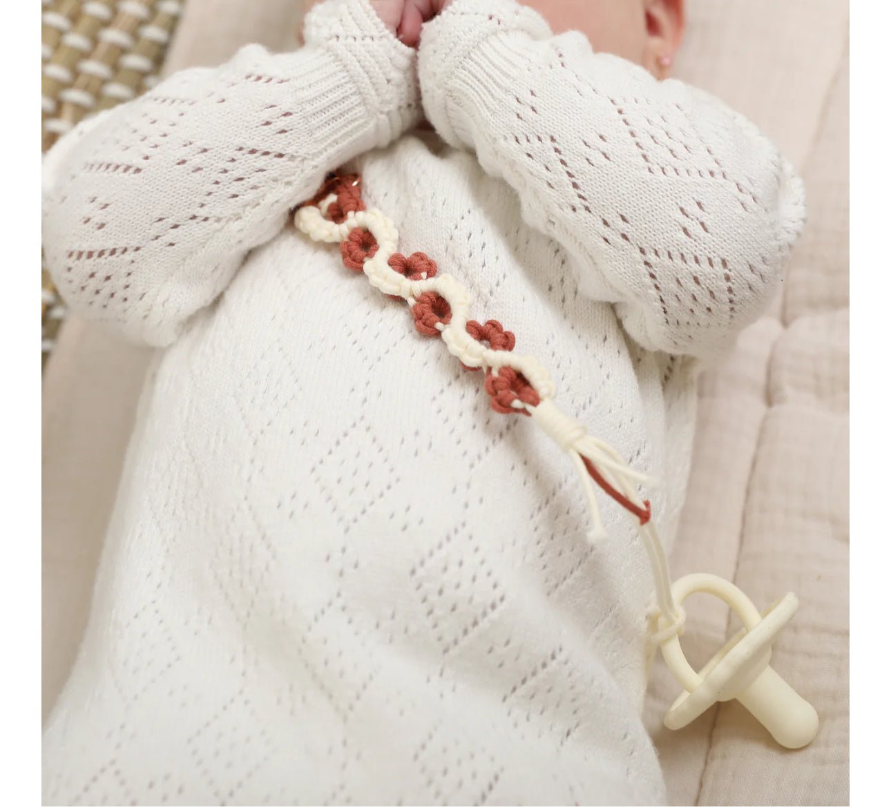 Adora Lily Pacifier Clip - Rosewood - Blissful Bundlz