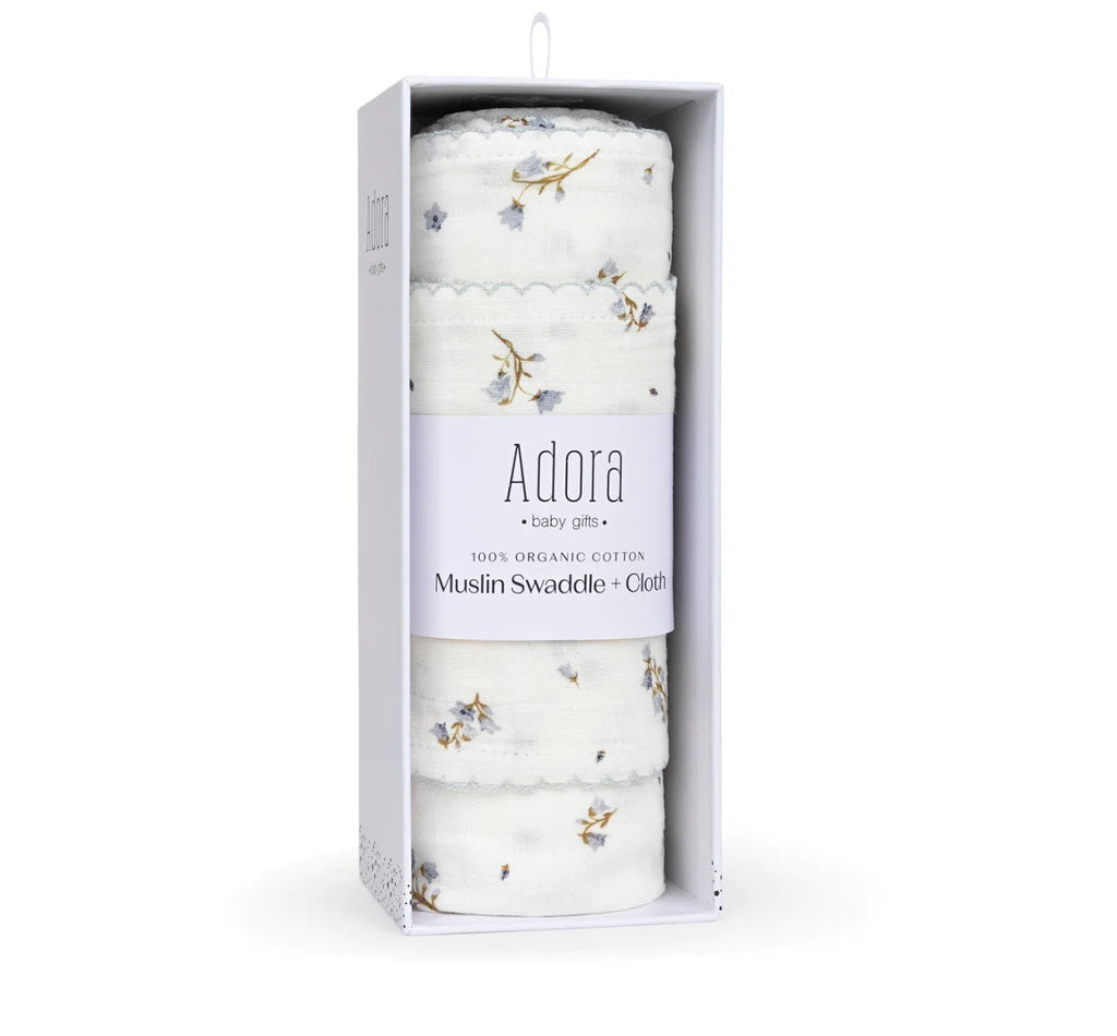 Adora Swaddle + Cloth Boys Floral Gift Set - Blissful Bundlz