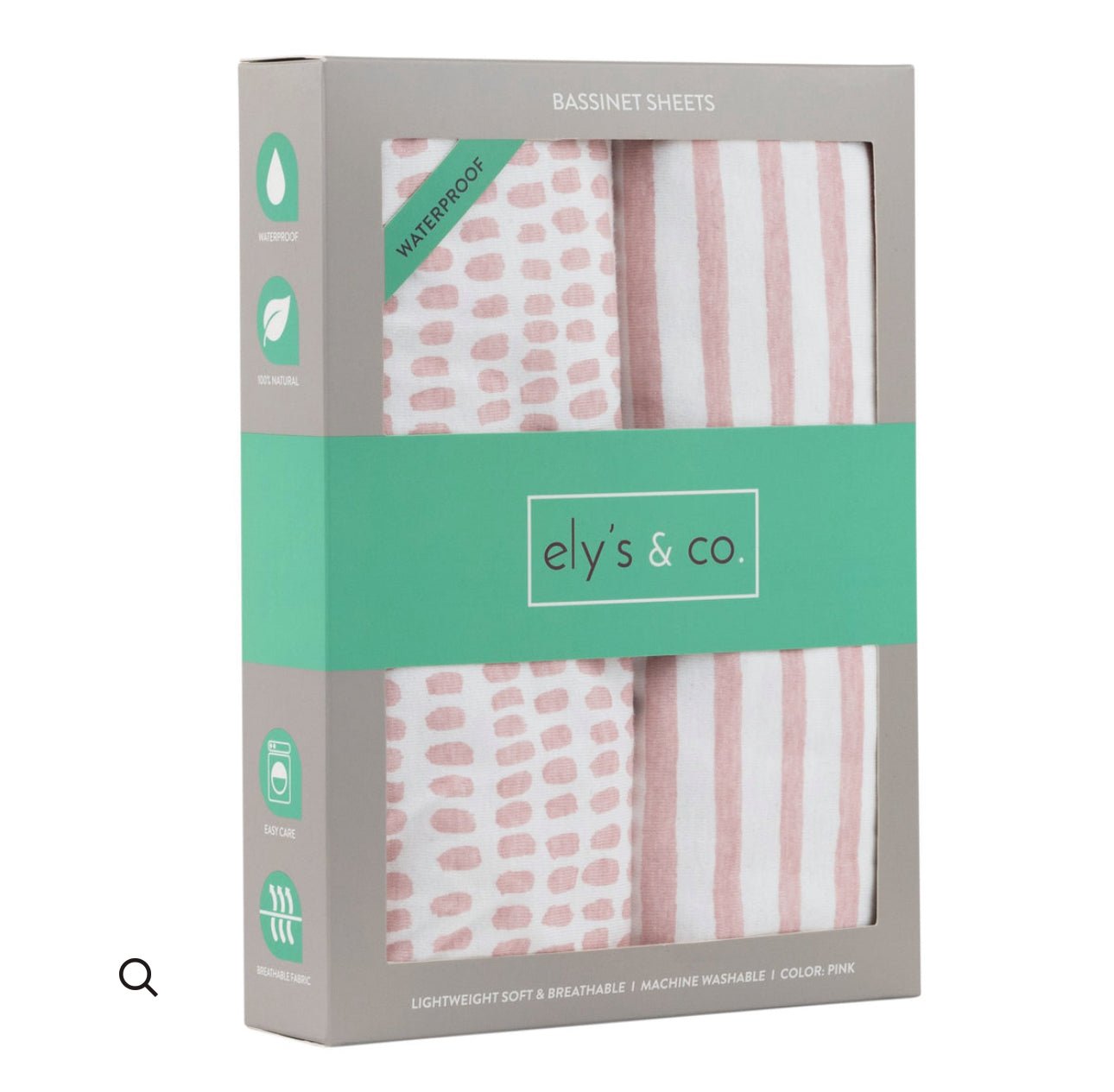 Elys & Co. 2-Pack Mauve Stripes & Splash Pack N Play Sheets - Blissful Bundlz