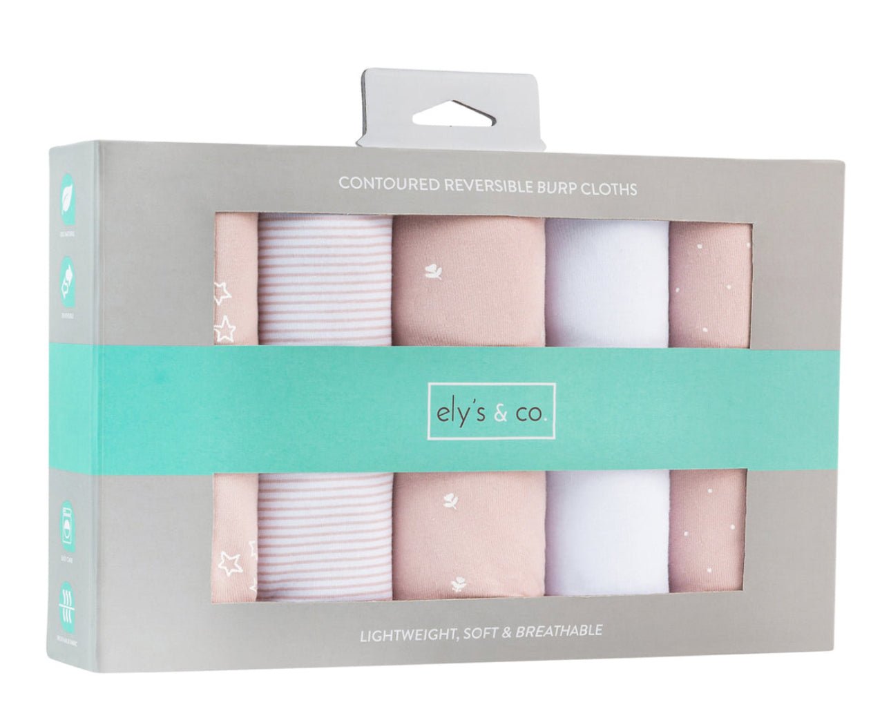 Elys & Co. 5-Pack Reversible Burp Cloth - Pink Tulip - Blissful Bundlz