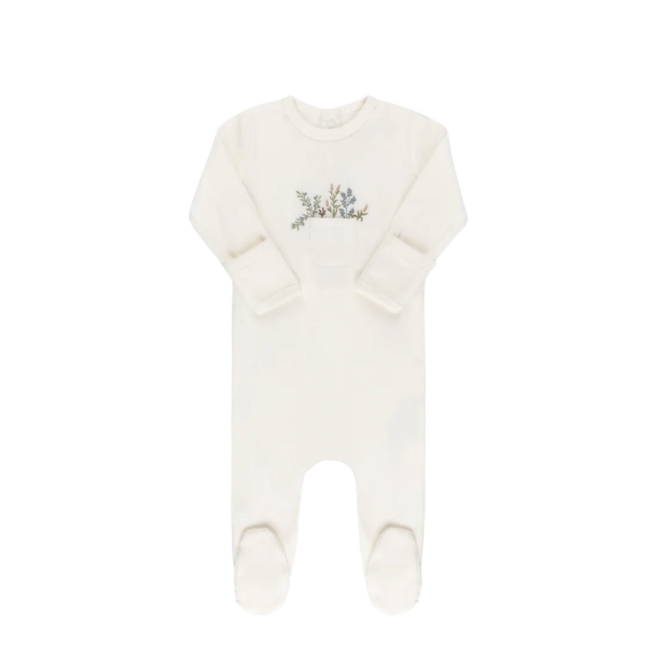 Elys & Co. Pocket Full of Leaves Ivory Footie & Bonnet - Blissful Bundlz