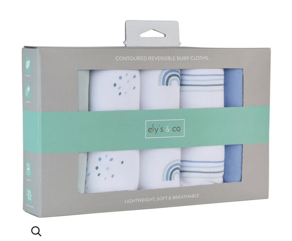 Ely's & Co Contoured Reversible Burp Cloths - Blue Rainbow Ely's & Co Contoured Reversible Burp Cloths - Blue Rainbow