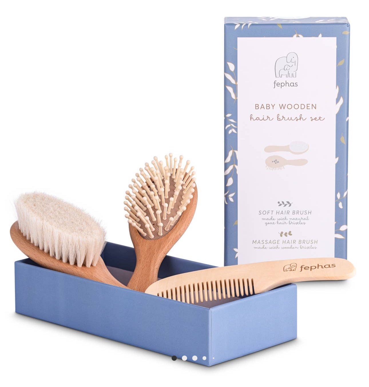 Fephas Wooden Baby Hair Brush Set - Blissful Bundlz