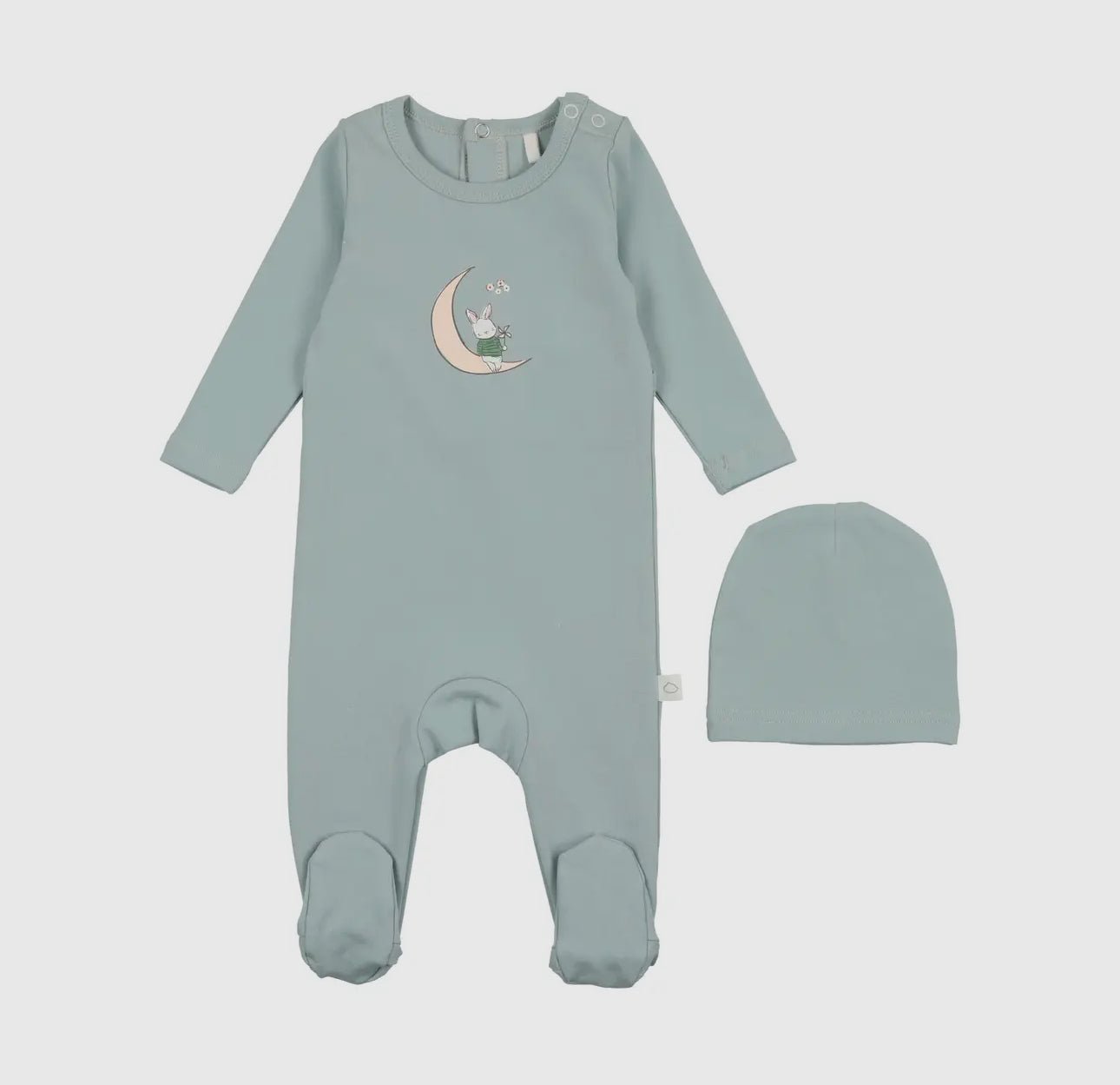 Pouf Baby Bunny Footie & Beanie Blue - Blissful Bundlz